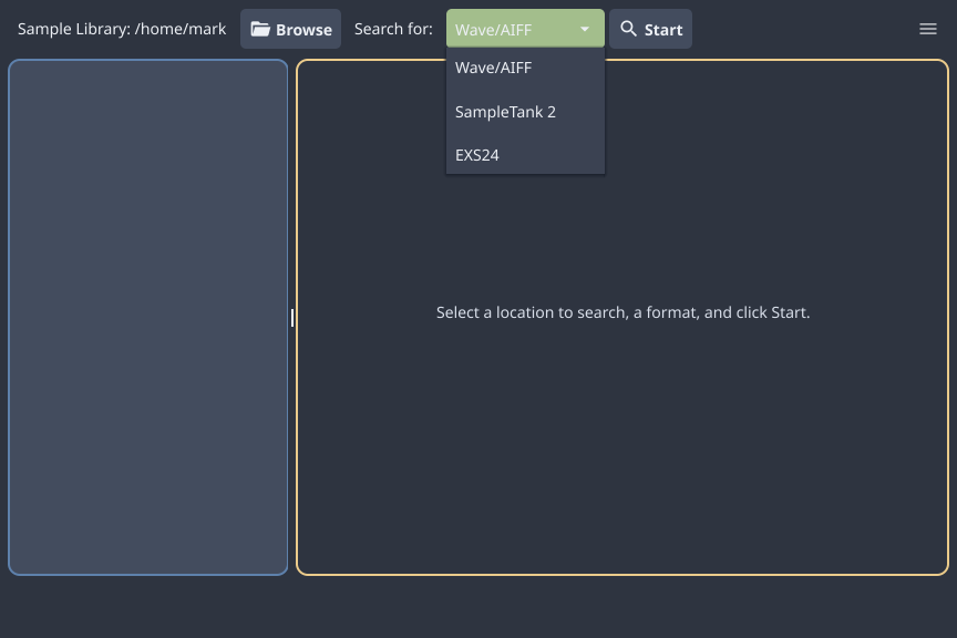 File type filter showing SampleTank 2 option